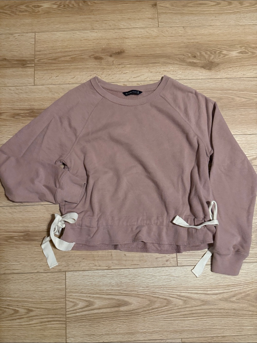 Abercrombie & Fitch Dusty Pink Mauve Tie-Hem Crewneck Sweatshirt